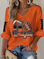 Women'S Football  Print Waffle  Top