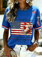 Women's 250th Anniversary Print V-Neck Top