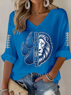 Women'S Football  Print Waffle  Top