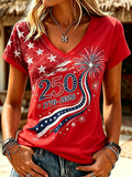 Women's 250th Anniversary V-Neck Printed T-Shirt
