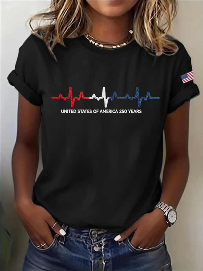 Women'S  Flag Printed Casual T-Shirt