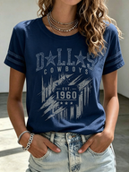 Women'S Retro Rugby Round Neck T-Shirt