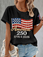 Women'S America Flag Printed Casual T-Shirt