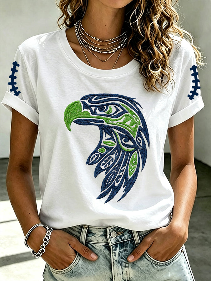 Women's Seattle Football Printed Vintage Fashion Print T-shirt