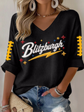 Women'S Football  Print Waffle  Top