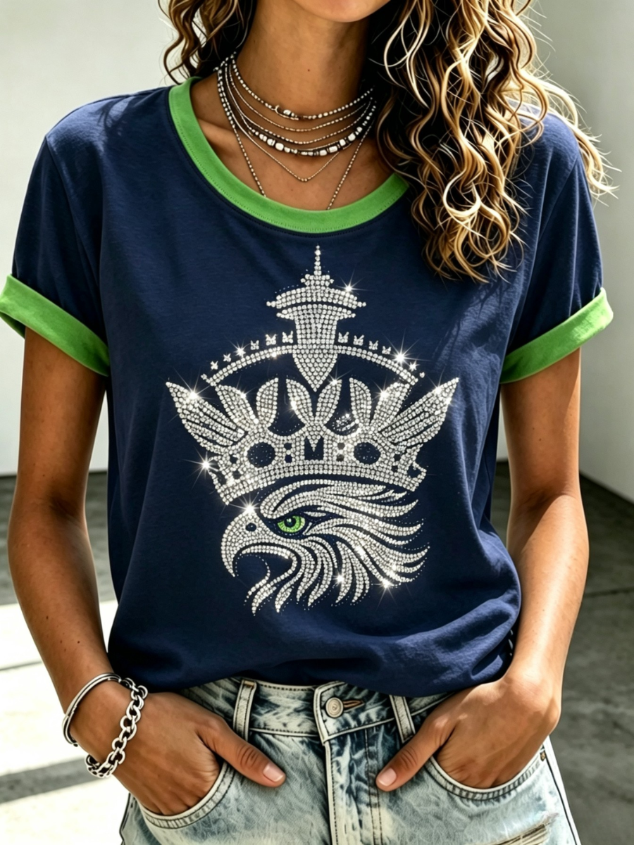 Women's Seattle Football Printed Vintage Fashion Print T-shirt