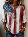 Women's Casual Patriotic 250th Anniversary Cotton Linen Shirt