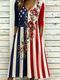 Women'S Retro Floral Independent Japanese Cotton Linen Printed Casual Dress
