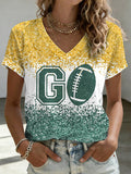 Women'S Football  Print Waffle  Top