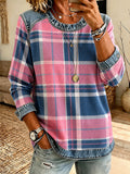 Women'S Pink Art Printed Casual Waffle Top