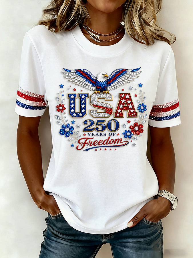 Women'S  Anniversary Flag Printed Casual T-Shirt
