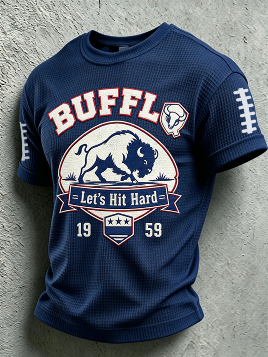 Men'S Football Let'S Hit It Hard Waffle T-Shirt