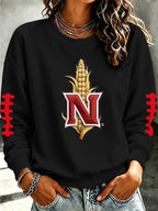 Women'S Retro Football Round Neck Sports Shirt