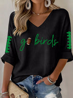 Women'S Football  Print Waffle  Top