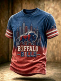 Men's football printed short sleeved T-shirt