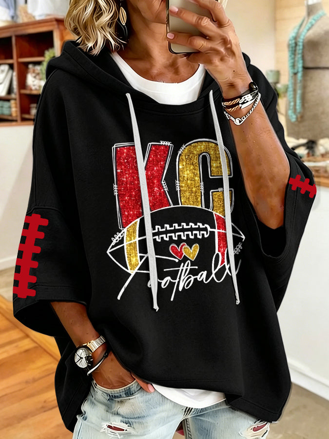 Women'S e Football Print Hoodie
