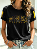 Women's Sports Gradient Football Round Neck T-Shirt