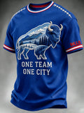 Men's football printed short sleeved T-shirt
