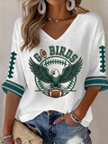 Women'S Football  Print Waffle  Top
