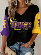 Women'S Football Print Waffle  Top