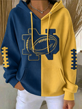 Women'S Rugby Printed Hooded Sweatshirt
