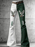 Women'S Hometown Team Fans Football Print Flare Denim Jeans