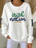 Women's University Football Fans Print Casual Waffle Sweatshirt
