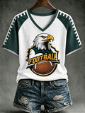 Women'S American Football Printed V-Neck Top