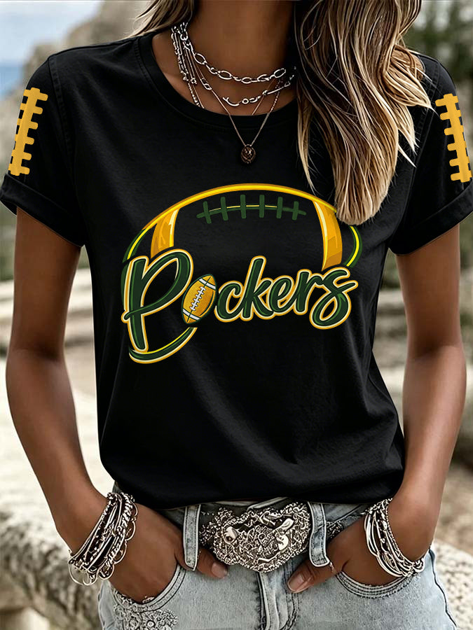 Women'S Retro Football Printed T-Shirt