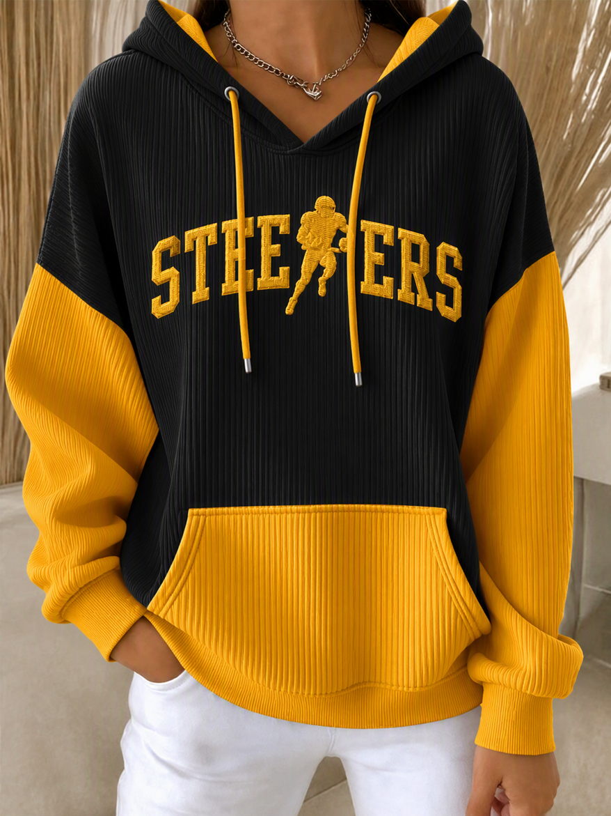 Women'S Football Print Hooded Sweatshirt