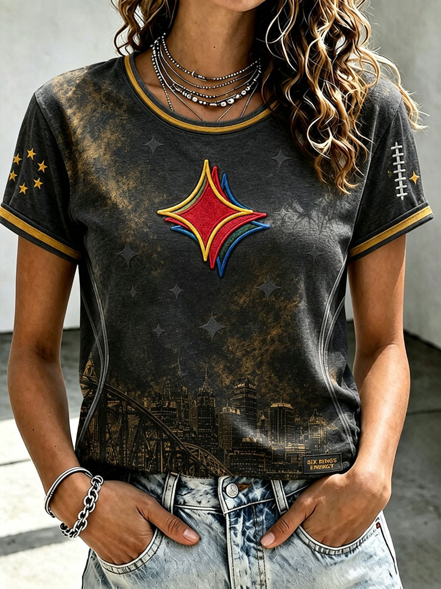 Women'S  Football Fan Round Neck T-Shirt