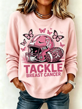 Women'S Rugby Inspirational Slogan Printed Round Neck Sweatshirt
