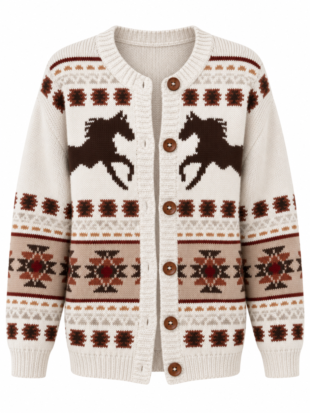 Women's Western Style Printed Knitted Cardigan Top