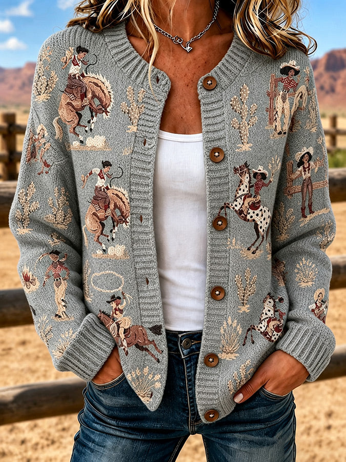 Ladies' Western Style Sweater Cardigan