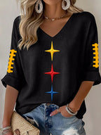 Women'S Football  Print Waffle  Top