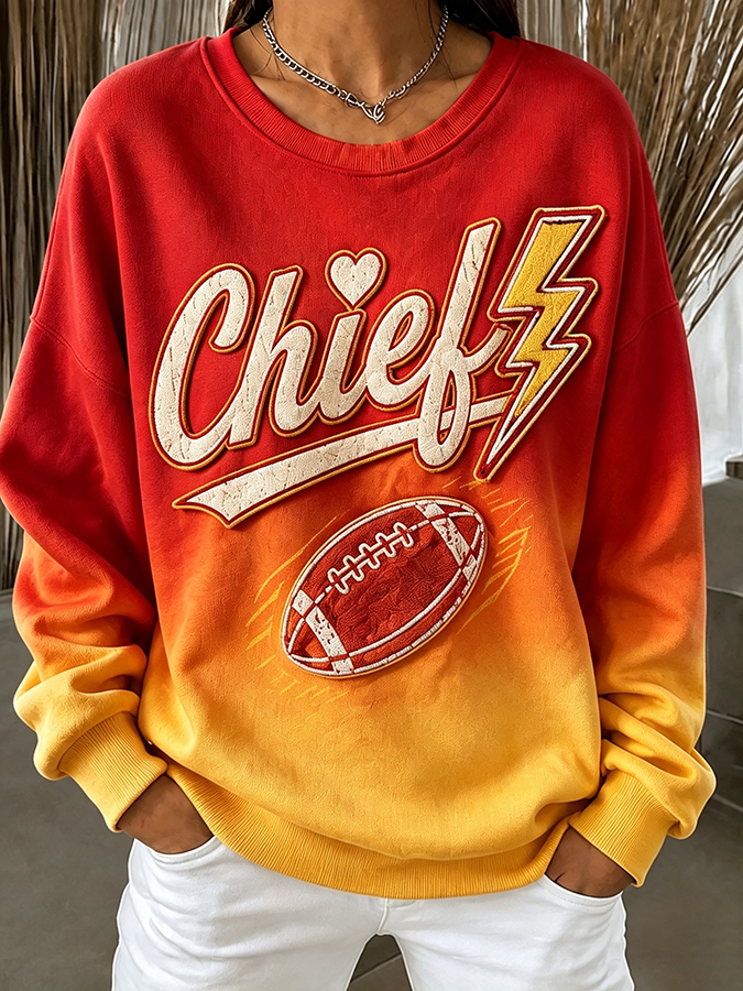 Women'S Football Print Casual Sweatshirt