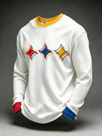Men's Football Print Men's Waffle Crewneck Sweatshirt