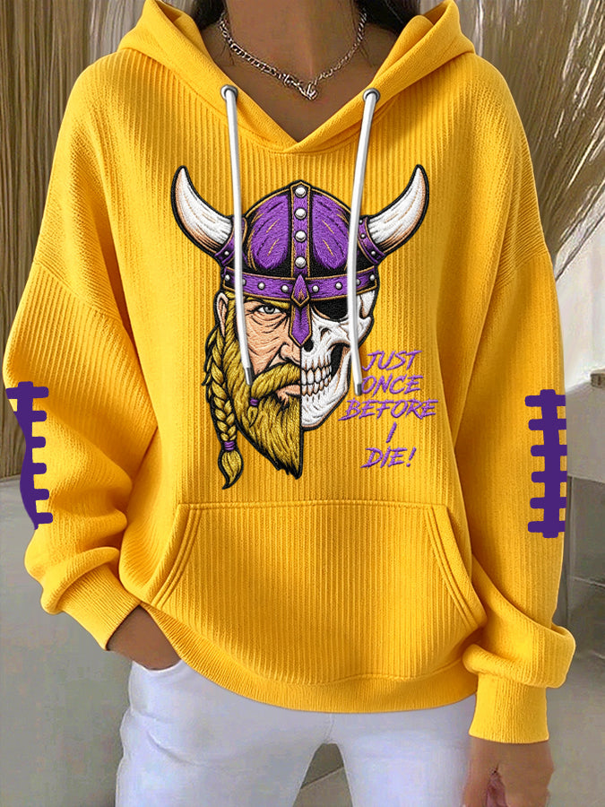 Women'S Football Print Hooded Sweatshirt