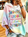 Women'S Casual Cancer Promotion Month Multi Color Round Print Printed Hoodie