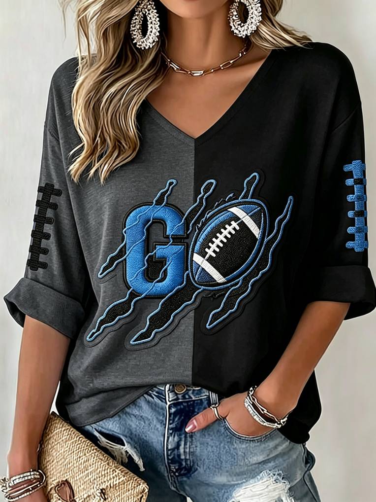 Women's Go Football Waffle Top