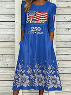 Women'S Flag  Printed Casual Dress