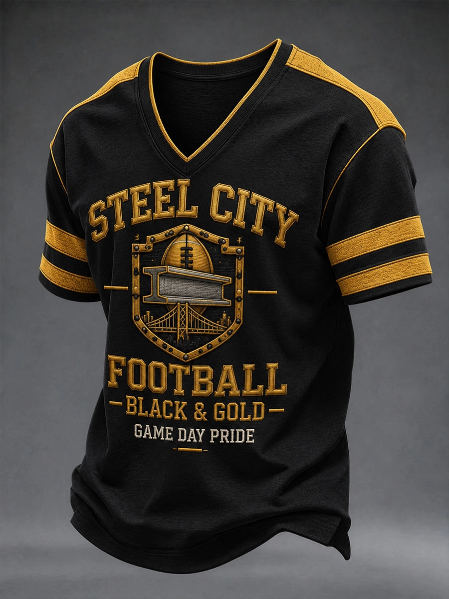 Men's  Football V-neck T-shirt