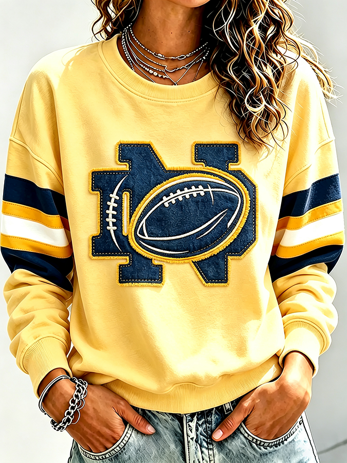 Women'S Retro Rugby Round Neck Sports Shirt