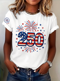 Women's Casual Independence Day (Flag) Crew Neck Short Sleeve T-shirt