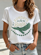 Women'S Retro Rugby Eagle Round Neck T-Shirt