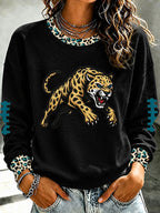Women'S Retro Football Print Round Neck Sports Shirt