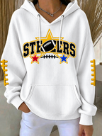 Women'S Football Print Hooded Sweatshirt