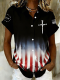 Women'S Independence Day 250Th Anniversary Printed Short Sleeve Shirt