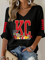 Women'S Football  Print Waffle  Top