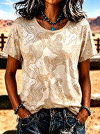 Women'S Western-Style Horse Pattern Faith Short-Sleeve T-Shirt